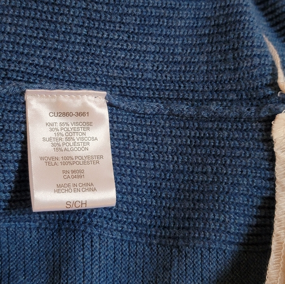 Hillary Radley Ribbed Mock Layer Blue Sweater S - Picture 8 of 11